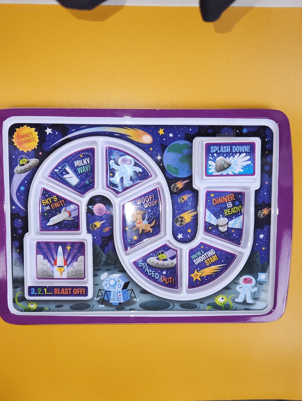 Fred's Purple Space-Themed Magnetic Puzzle Tray Encourages Kids To Finish Food